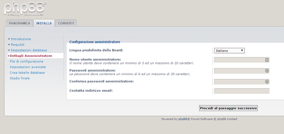 phpBB installazione